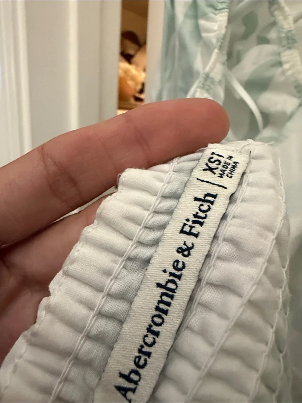 Abercrombie and Fitch Striped Puff Sleeve midi/maxi Dress in Mint & White